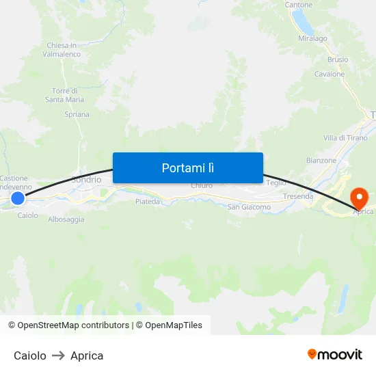 Caiolo to Aprica map