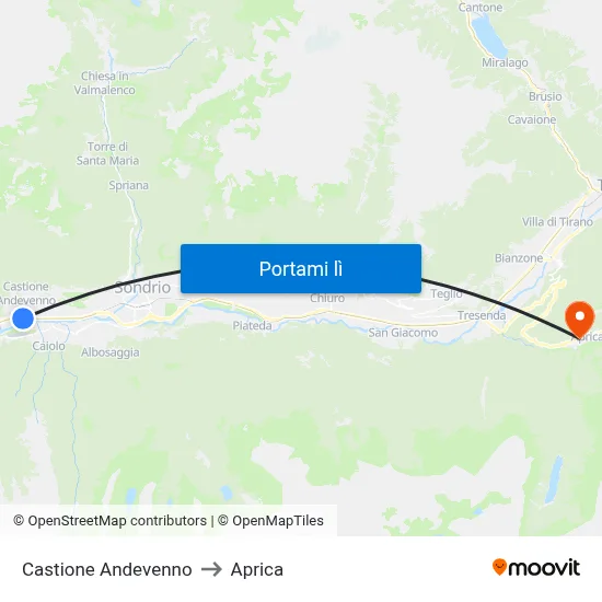 Castione Andevenno to Aprica map