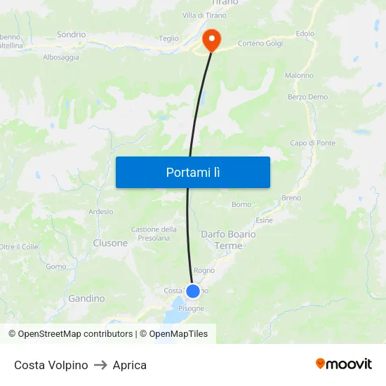 Costa Volpino to Aprica map