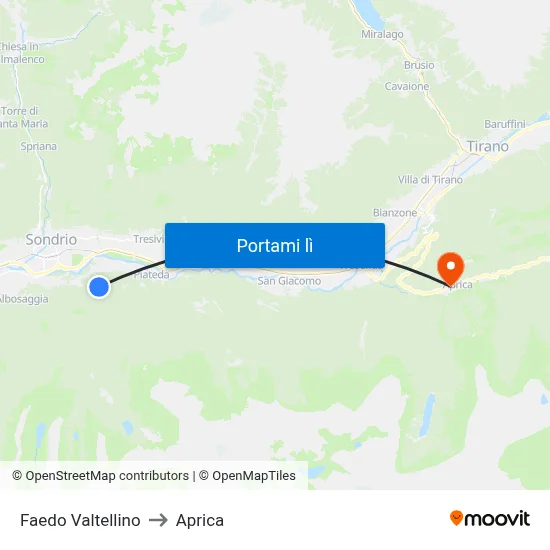 Faedo Valtellino to Aprica map
