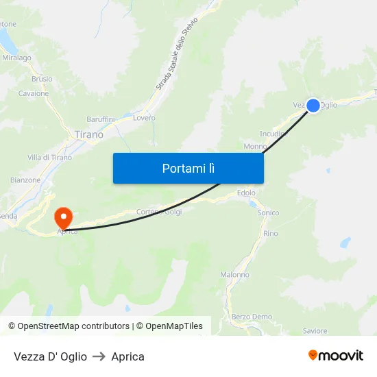 Vezza D' Oglio to Aprica map