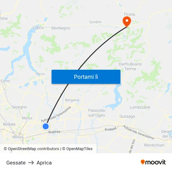 Gessate to Aprica map