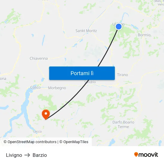 Livigno to Barzio map