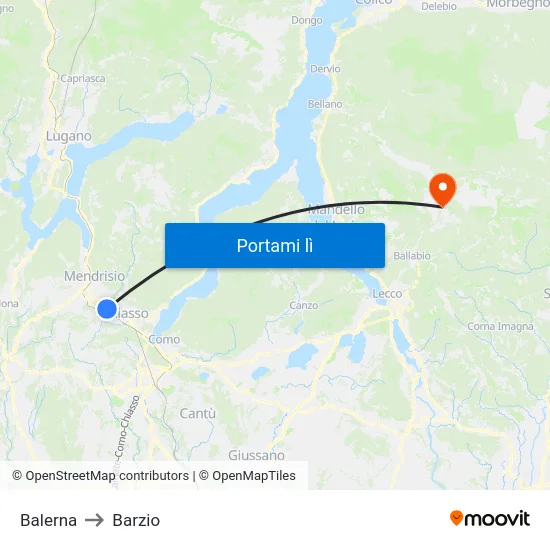 Balerna to Barzio map