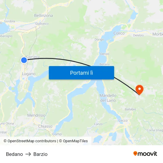 Bedano to Barzio map