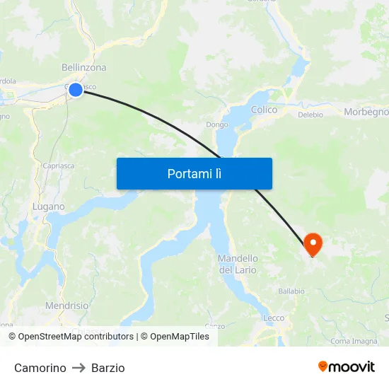 Camorino to Barzio map