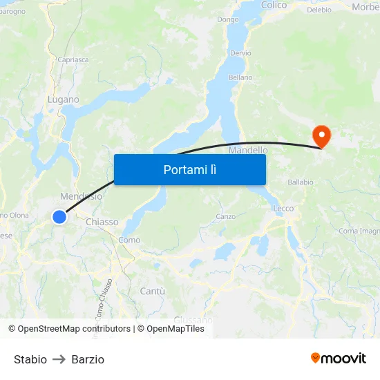 Stabio to Barzio map