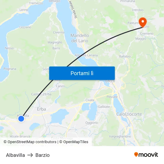 Albavilla to Barzio map