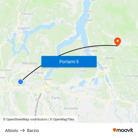 Albiolo to Barzio map