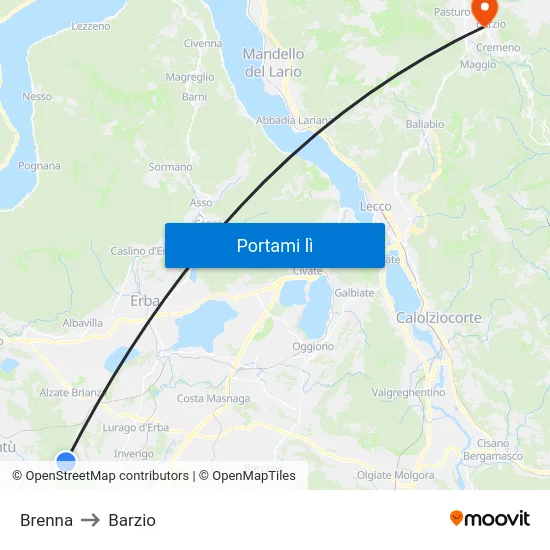 Brenna to Barzio map