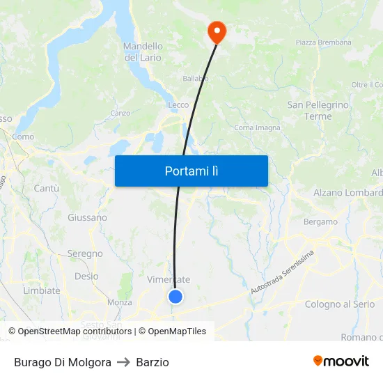 Burago Di Molgora to Barzio map