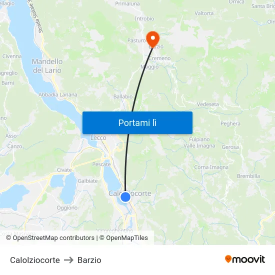 Calolziocorte to Barzio map