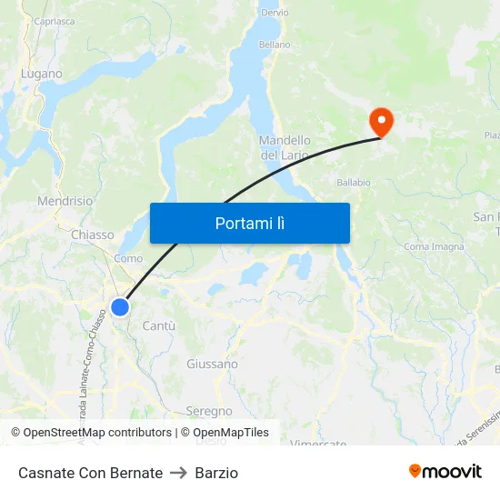 Casnate Con Bernate to Barzio map