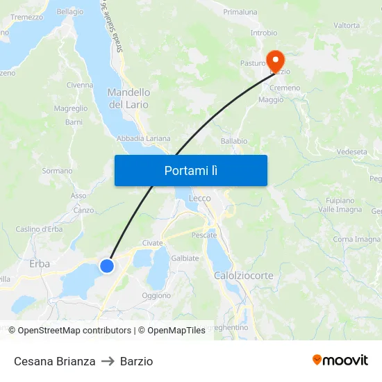 Cesana Brianza to Barzio map