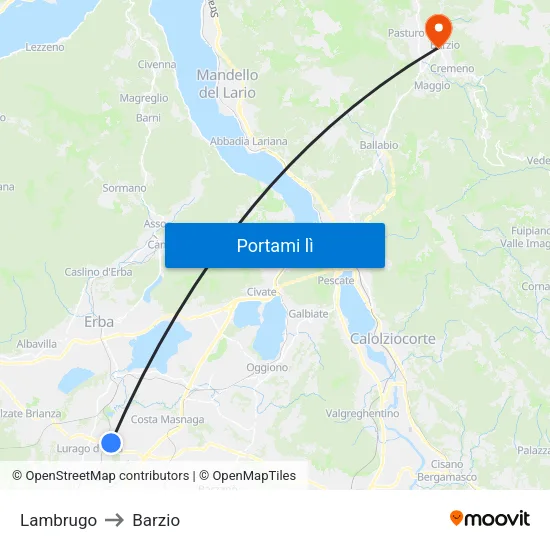 Lambrugo to Barzio map