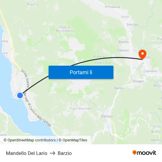 Mandello Del Lario to Barzio map
