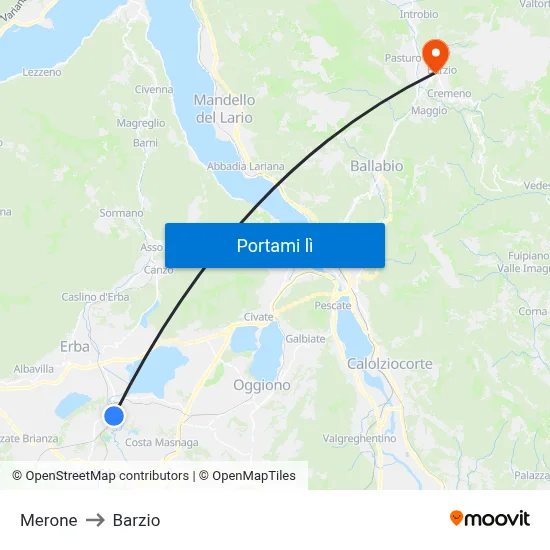 Merone to Barzio map