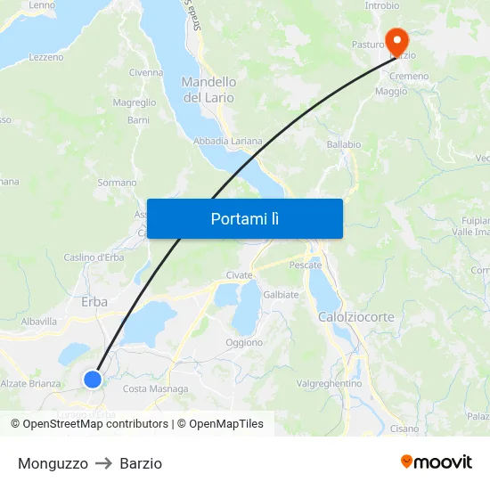 Monguzzo to Barzio map