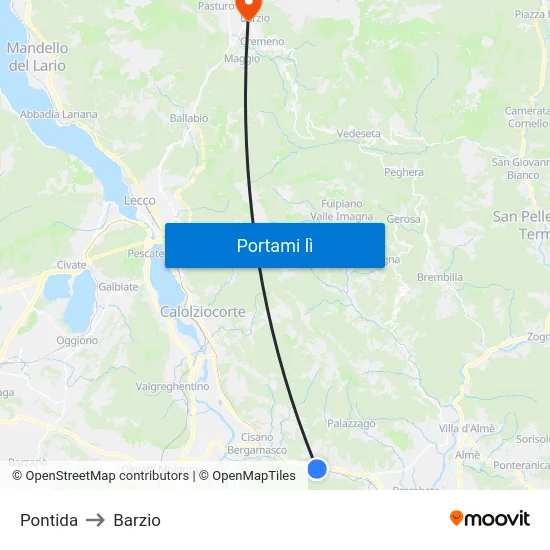Pontida to Barzio map