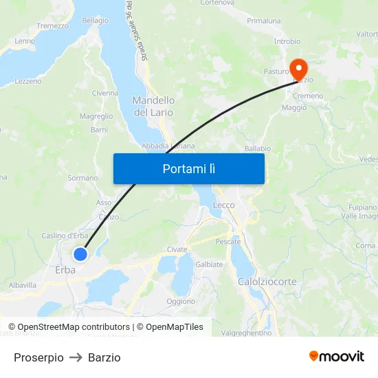 Proserpio to Barzio map