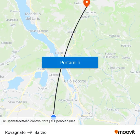 Rovagnate to Barzio map