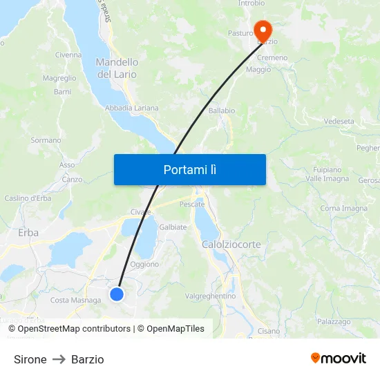 Sirone to Barzio map