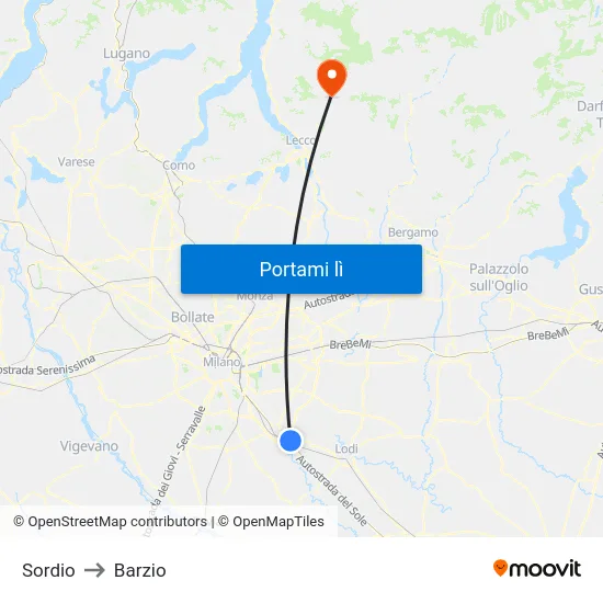 Sordio to Barzio map