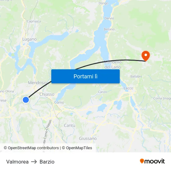 Valmorea to Barzio map