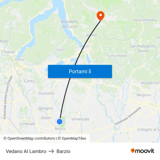 Vedano Al Lambro to Barzio map