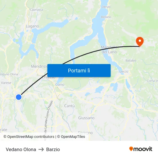 Vedano Olona to Barzio map