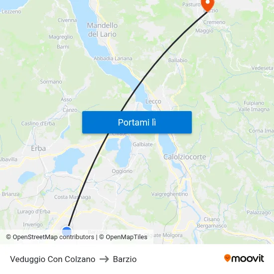 Veduggio Con Colzano to Barzio map