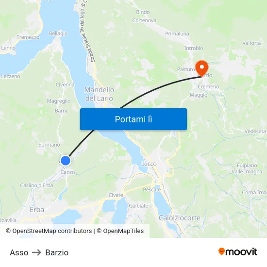 Asso to Barzio map