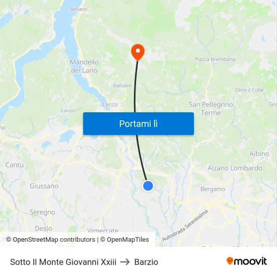 Sotto Il Monte Giovanni Xxiii to Barzio map
