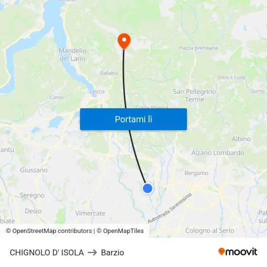 CHIGNOLO D' ISOLA to Barzio map