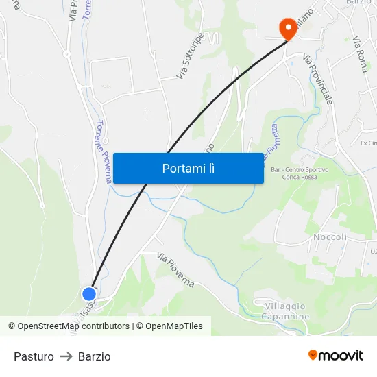 Pasturo to Barzio map