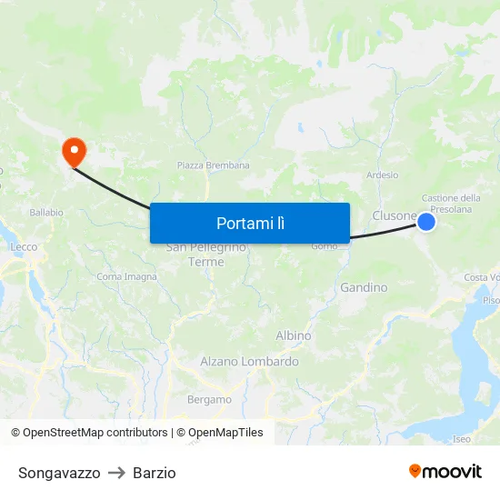 Songavazzo to Barzio map