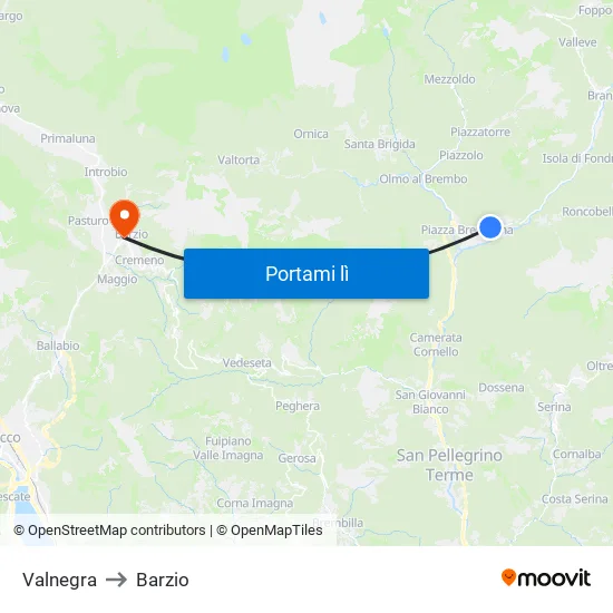 Valnegra to Barzio map
