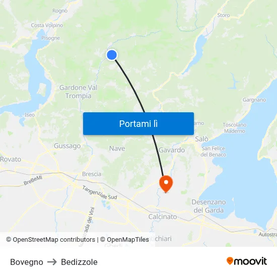 Bovegno to Bedizzole map
