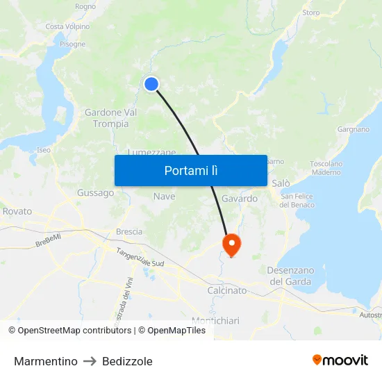 Marmentino to Bedizzole map