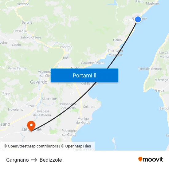 Gargnano to Bedizzole map