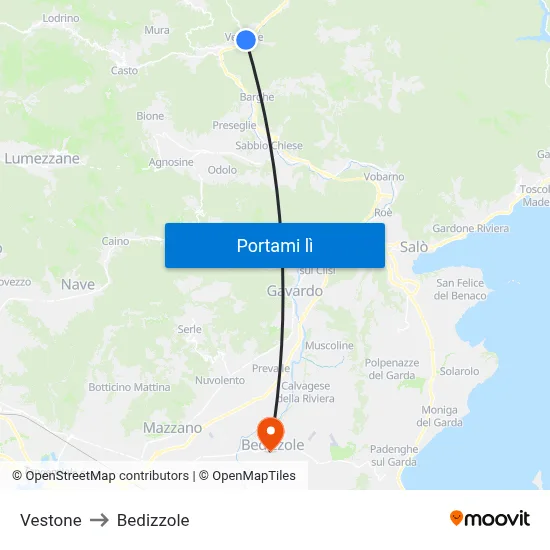 Vestone to Bedizzole map