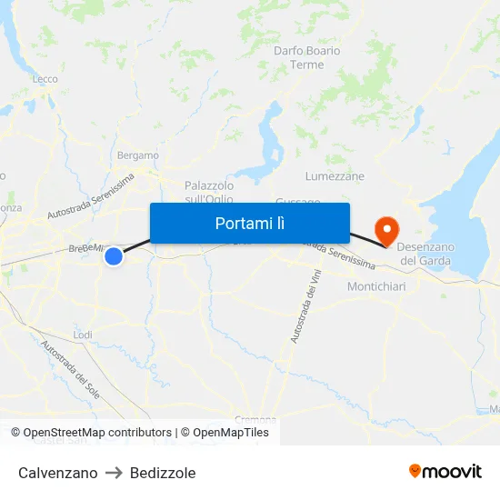 Calvenzano to Bedizzole map