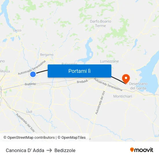 Canonica D' Adda to Bedizzole map