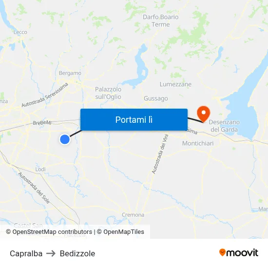 Capralba to Bedizzole map