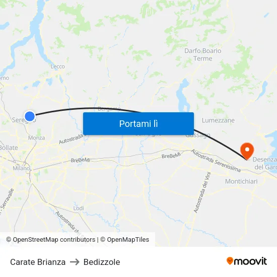 Carate Brianza to Bedizzole map