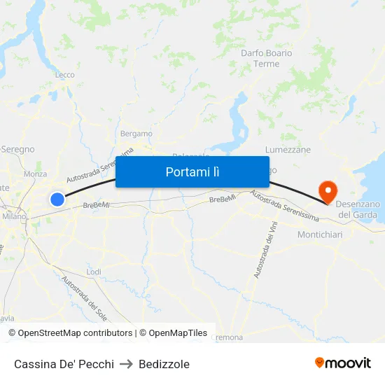 Cassina De' Pecchi to Bedizzole map