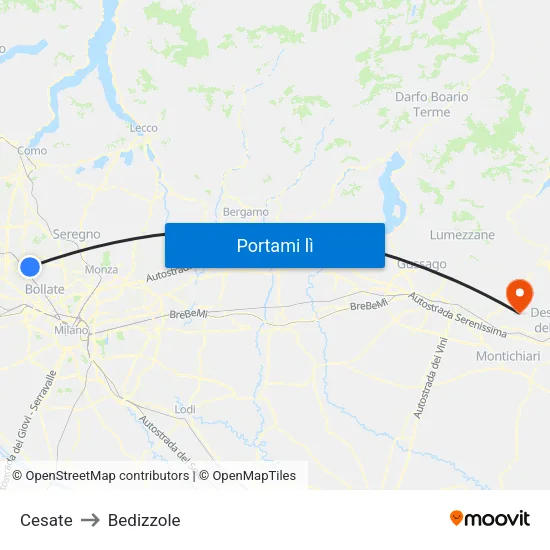 Cesate to Bedizzole map