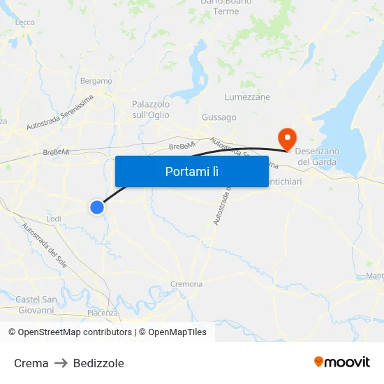 Crema to Bedizzole map