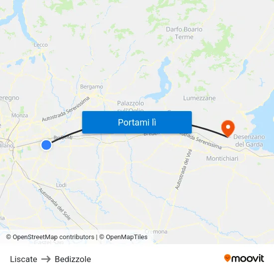 Liscate to Bedizzole map