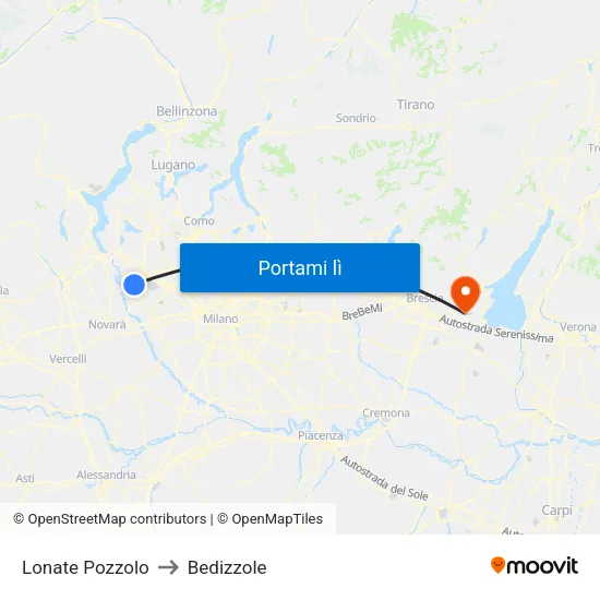 Lonate Pozzolo to Bedizzole map